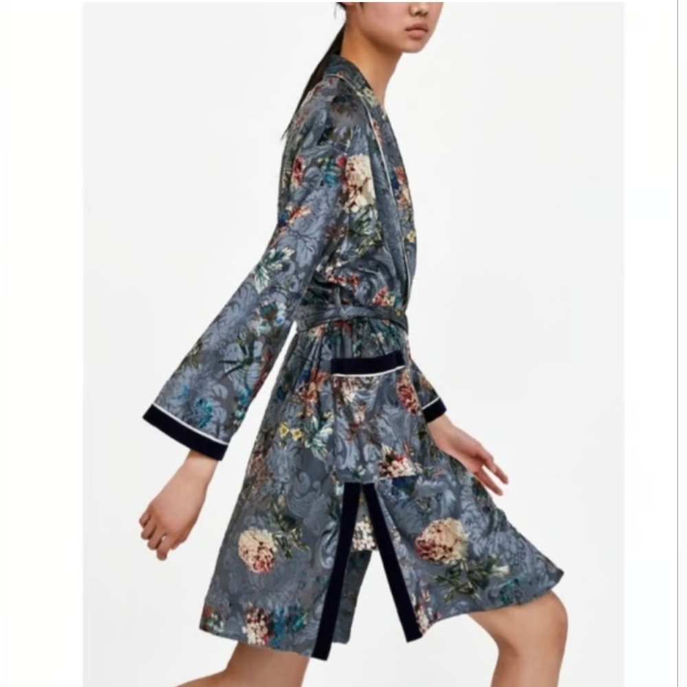 Zara Blue Velvet Kimono